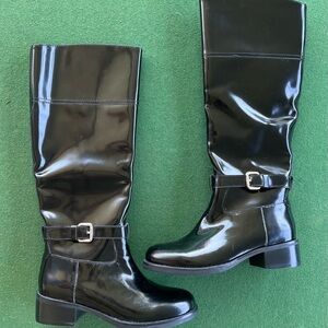 Jeffery Campbell knee high boots black patent size 6